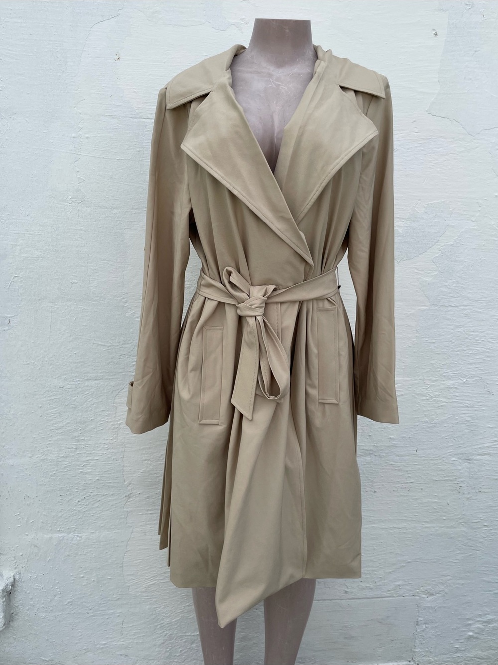 Simply Vera Vera Wang Beige Tie-Waist Trench Coat
